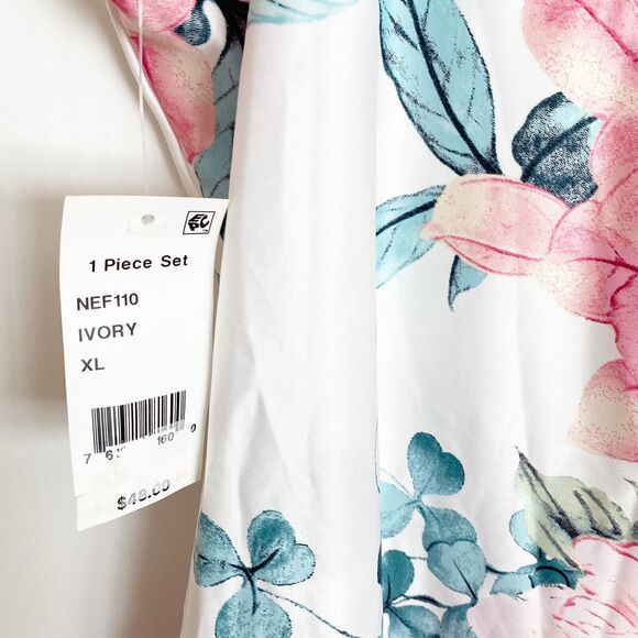 Linea Donatella Noralee Lace-Trim Chemise Nightgown IVORY MULTI - Picture 6 of 8